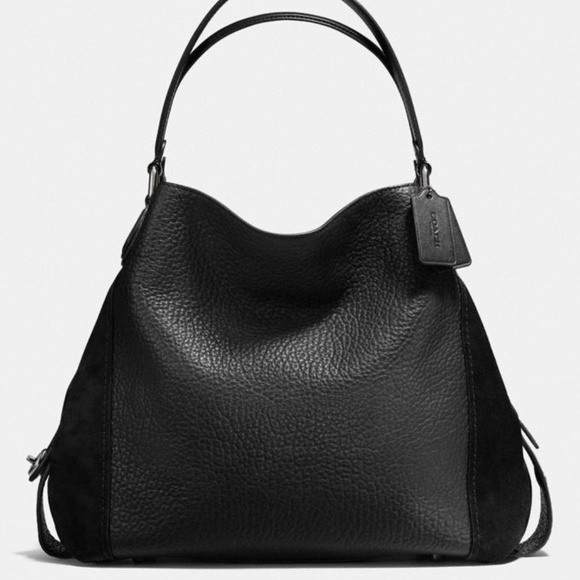Coach Handbags - COACH Women's Edie Mixed Leather Shoulder Bag